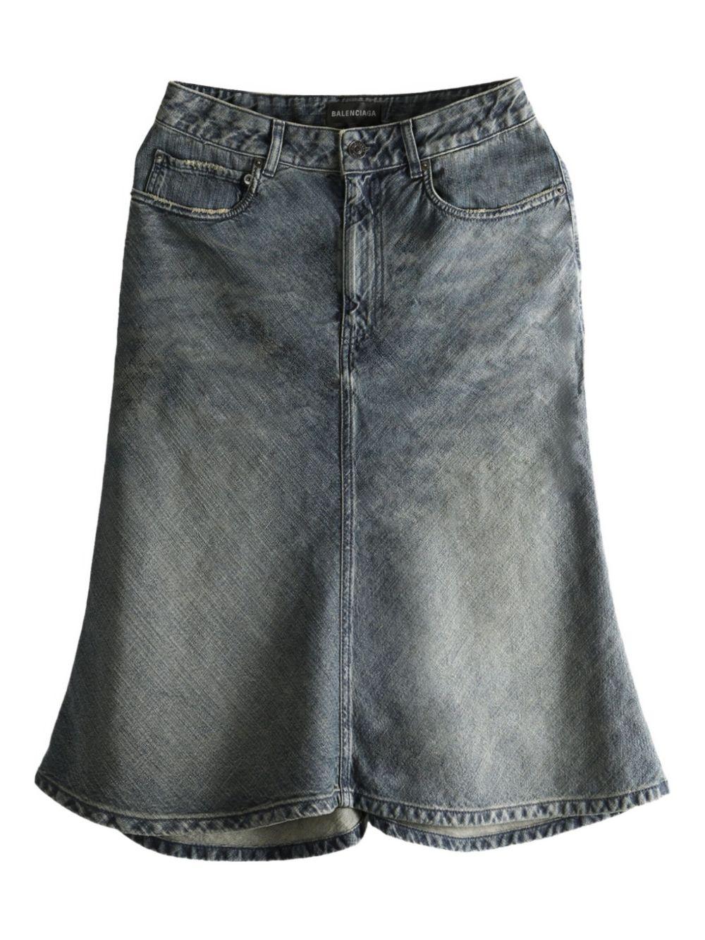 Godet Midi Skirt in Blue 852330 TTW763394 BALENCIAGA 