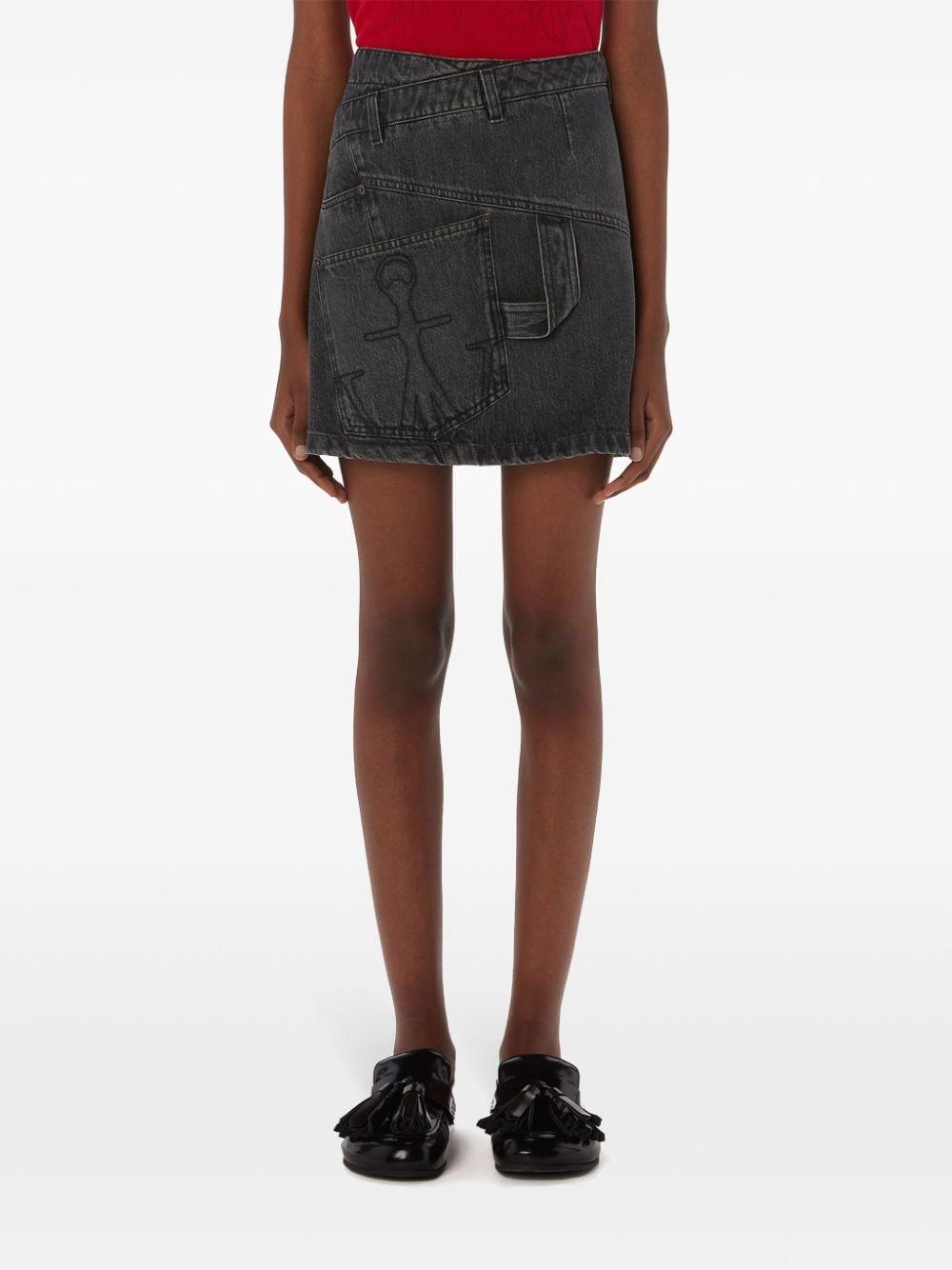 Twisted denim mini skirt<BR/><BR/><BR/> DK0020 PG1195929 JW ANDERSON 