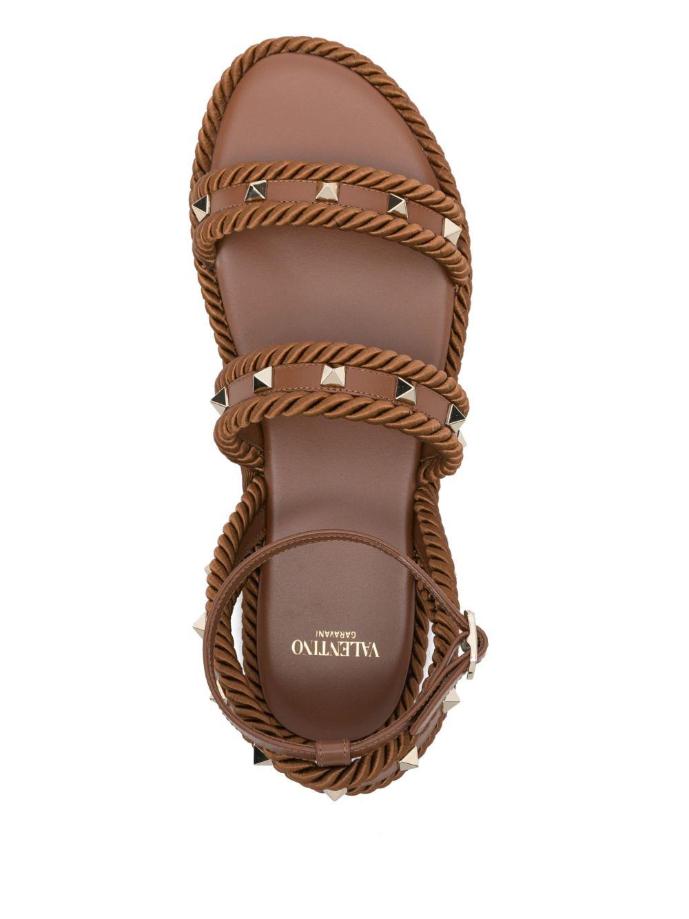 Caramel Fabric Rockstud Sandals 6W2S0KW8BAE N58 VALENTINO GARAVANI 