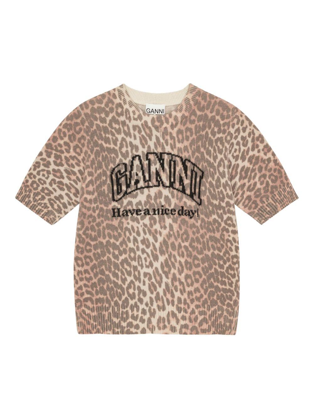 Leopard Wool Mix T-shirt K2500 943 GANNI 