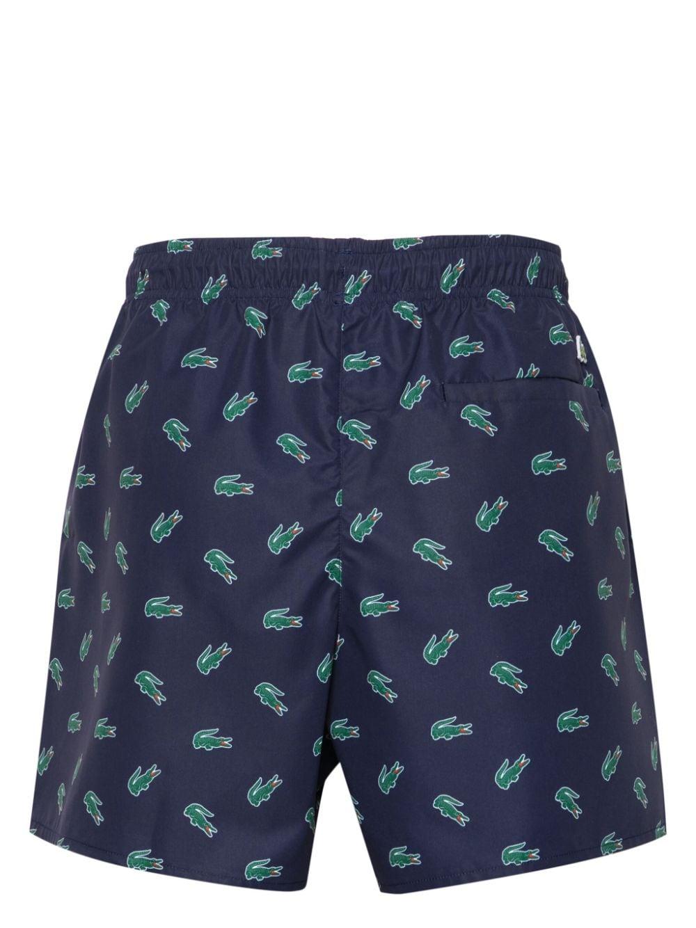 Blue Crocodile-print drawstring swim shorts MH7188 QRN LACOSTE 