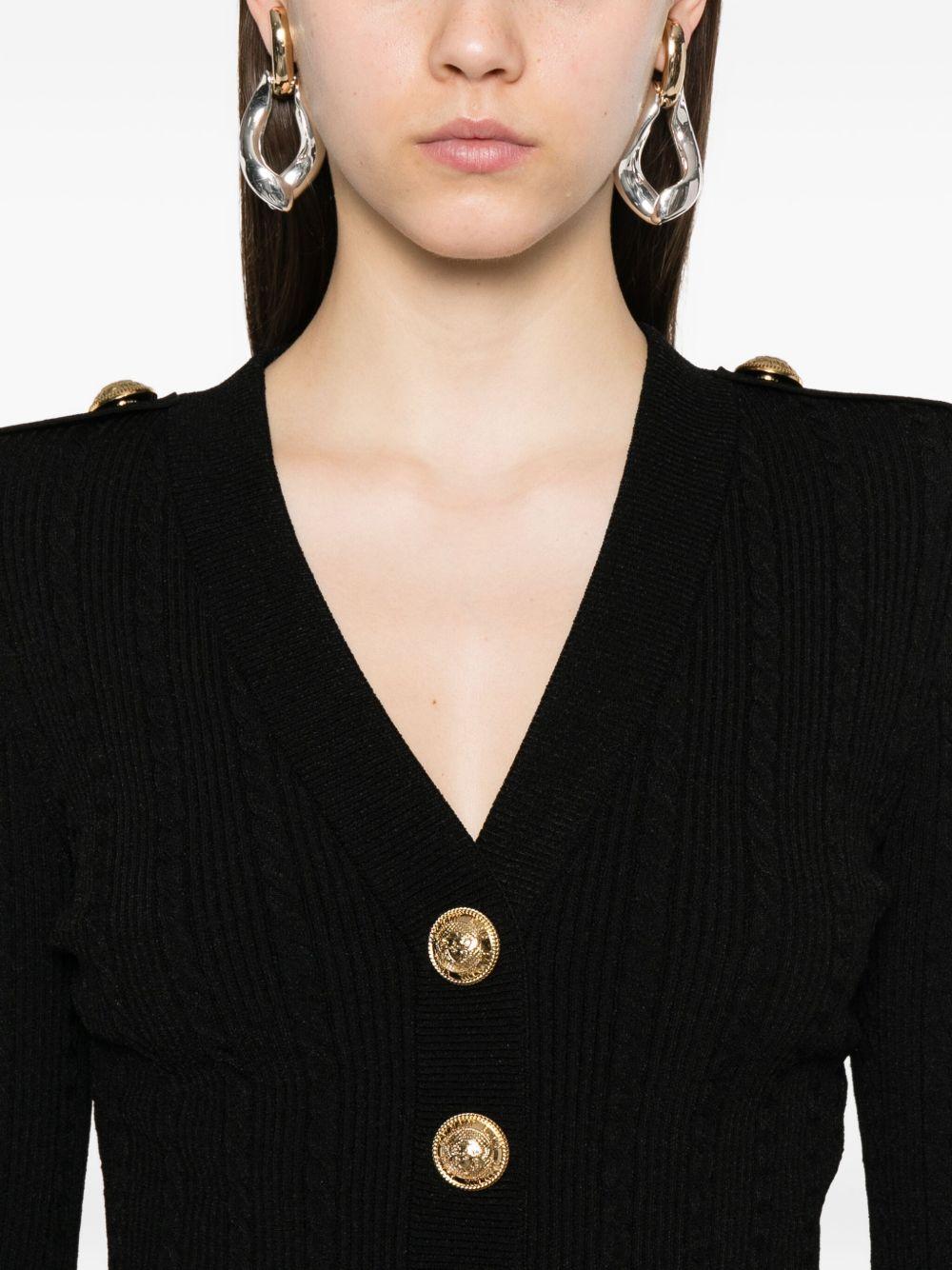 Long-sleeved cable-knit cardigan FF1KL245KI50 0PA BALMAIN 