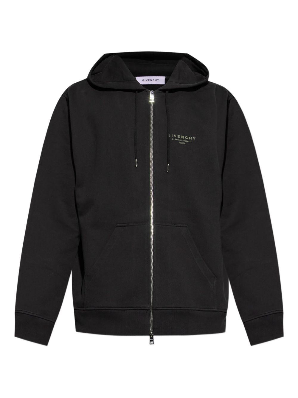 Zipped hodie in fleece with Givenchy stamp print BMJ0NJ3YRJ 001 GIVENCHY 