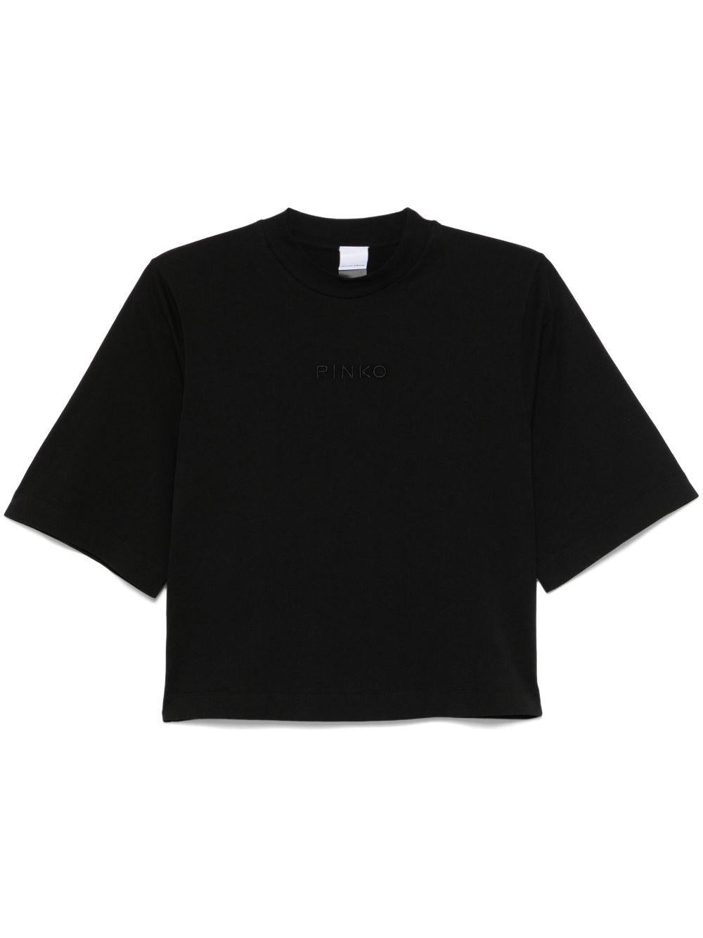 Embroidered-logo T-shirt<BR/><BR/><BR/> 104604 A2F8Z99 PINKO 