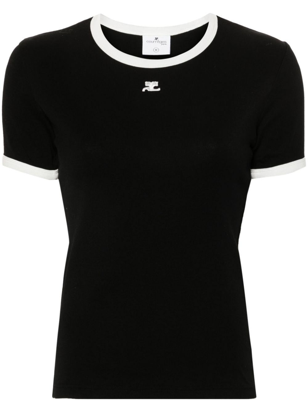 Logo-patch contrasting-trim T-shirt VESJTS017JS0070 9901 COURRÈGES 