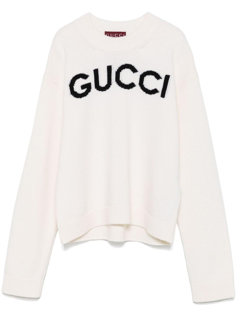 Intarsia-logo wool sweater<BR/><BR/> 770072 XKEBC9207 GUCCI 