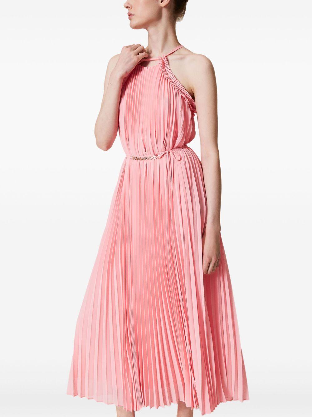 Long pleated georgette dress with belt 251TP2332 12142 TWINSET 