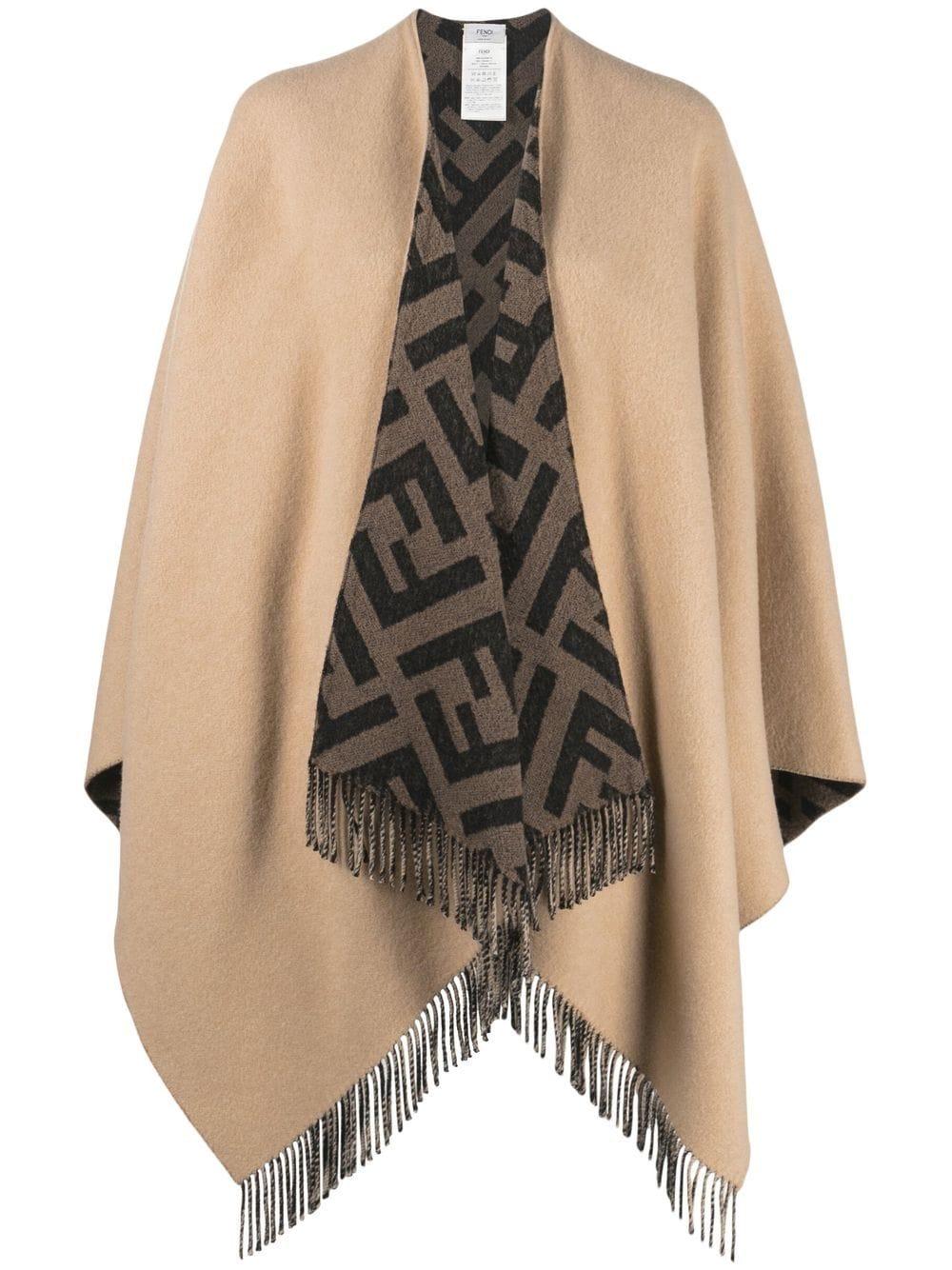 Double-fast poncho with fringes FXX715 AEOWF0DKM FENDI 
