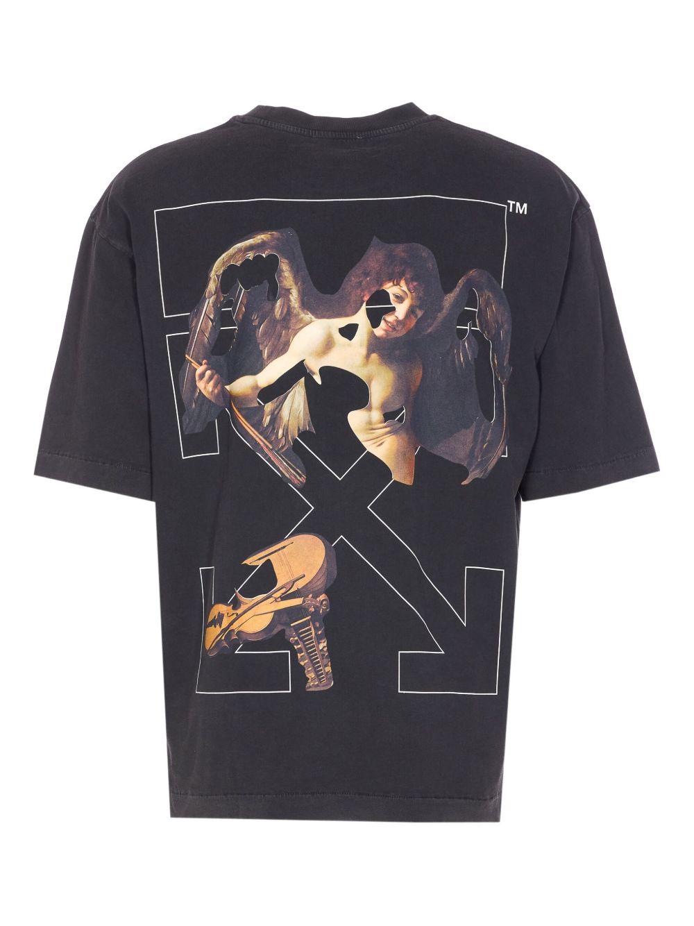 T-shirt with logo and Caravaggio print on the front and back OMAA120F25JER00V 1301 OFF-WHITE 