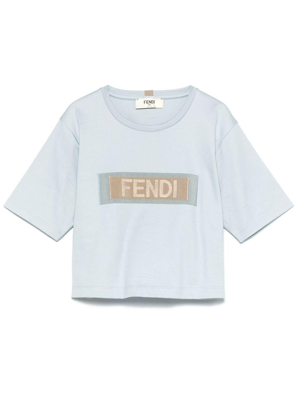 Ribbon-logo T-shirt<BR/><BR/><BR/> FS9704 AT27F1QYH FENDI 