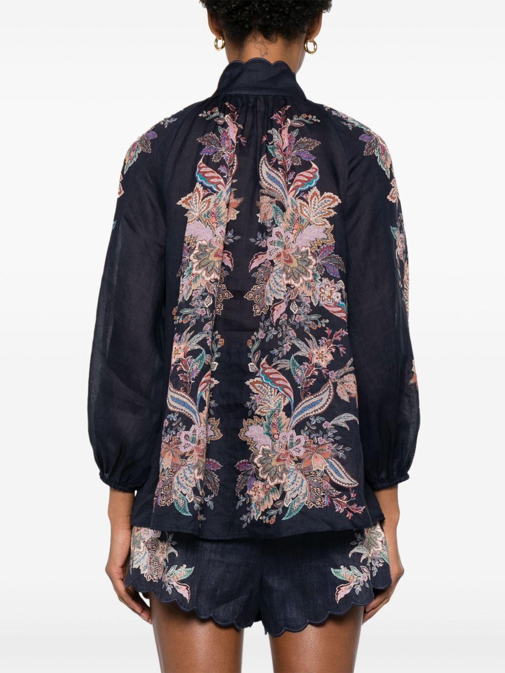 Rhiannon Billow blouse<BR/><BR/> 4273TSS251 NAVMLTPAI ZIMMERMANN 