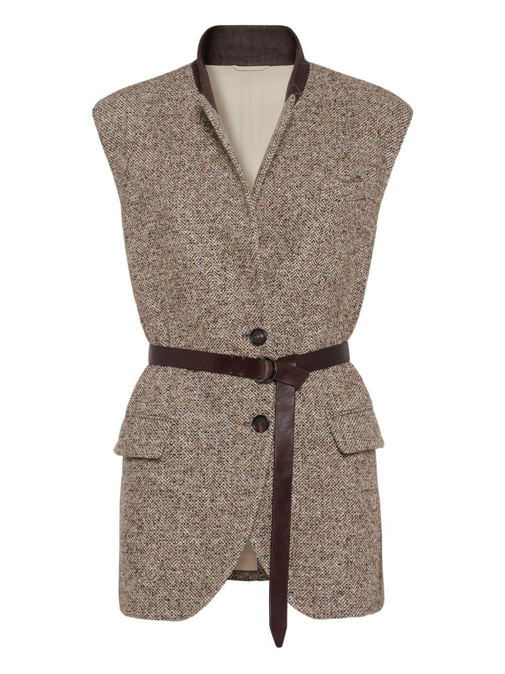 Flecked virgin wool and silk chevron ves MG5307497 C6286 BRUNELLO CUCINELLI 