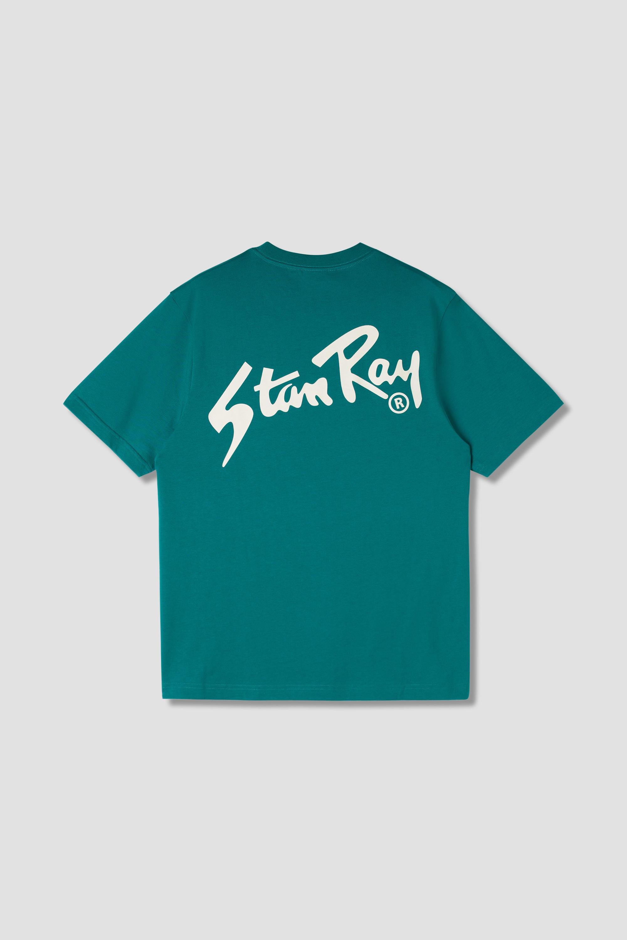 Light blue T-shit with front logo SS23001 AGAVE/WHITE STAN RAY 