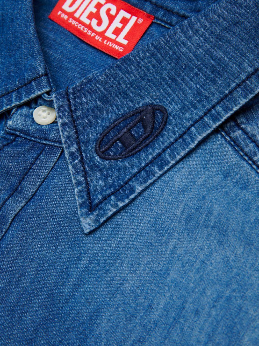 Denim shirt with Oval D embroidery J01330 KXBRWK01 DIESEL KIDS 