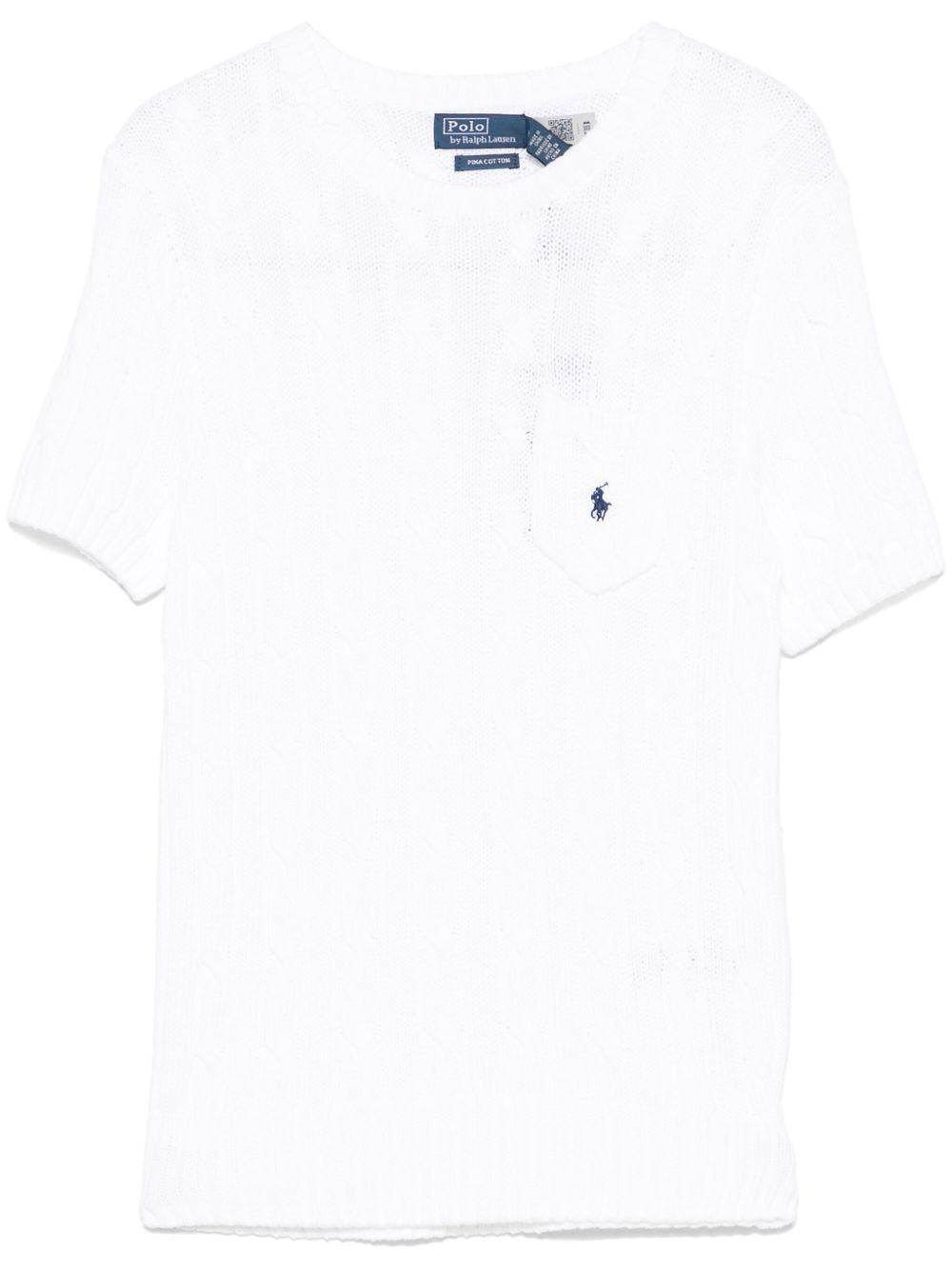 Cable-knit top<BR/><BR/><BR/> 211895379005 WHITE POLO RALPH LAUREN 