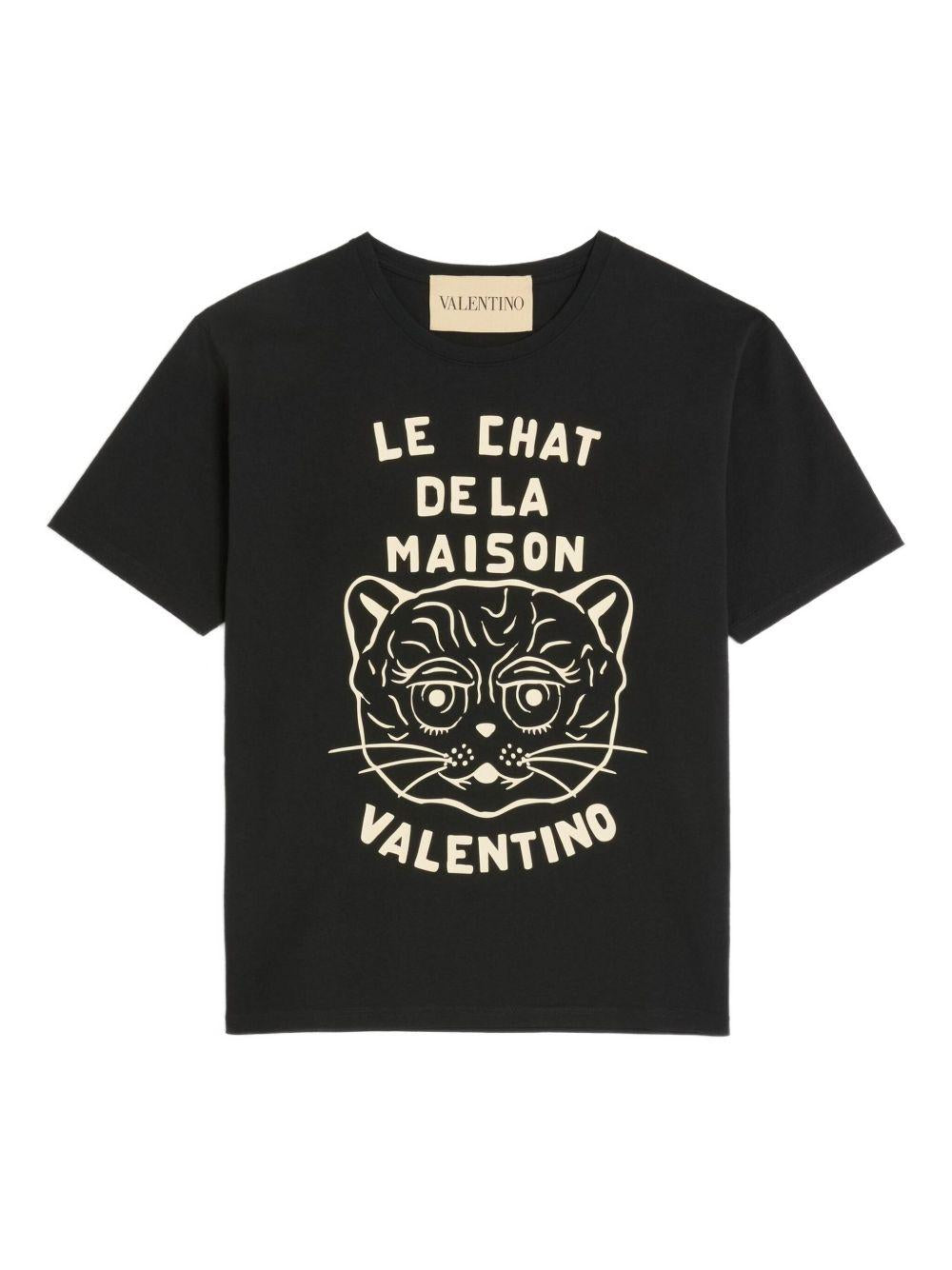 Chat De La Maison-print T-shirt<BR/><BR/> 7V3MG16PB32 9RA VALENTINO GARAVANI 