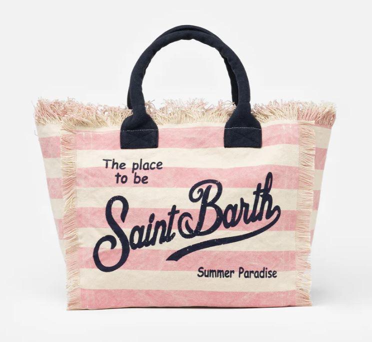 Vanity cotton canvas fringed tote bag VANITY 03283HLIG 21 MC2 SAINT BARTH 