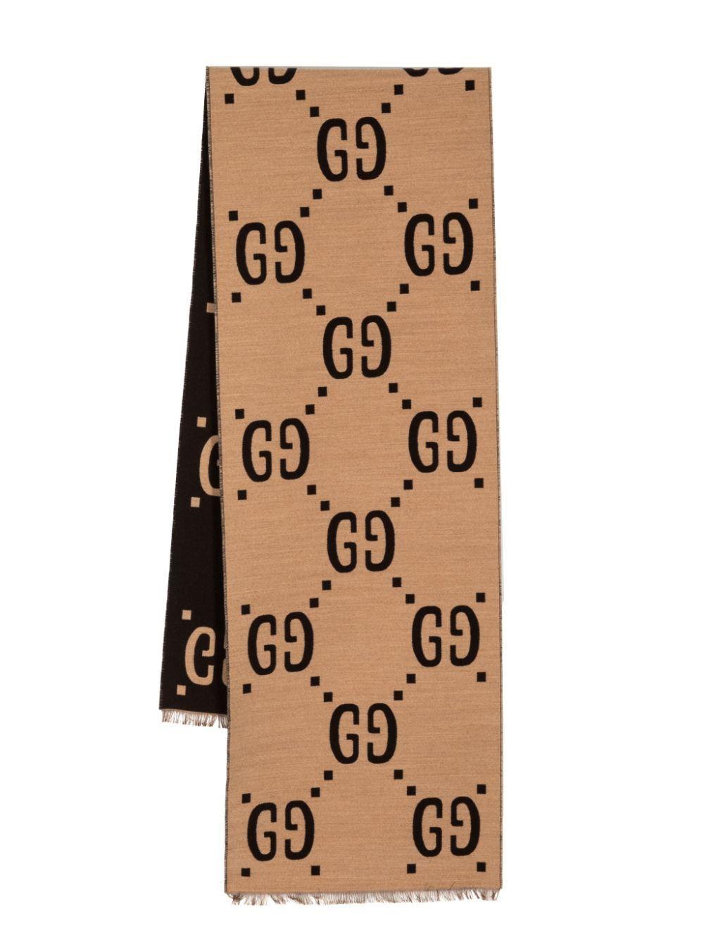 GG-jacquard frayed scarf<BR/> 495592 4G3502179 GUCCI 