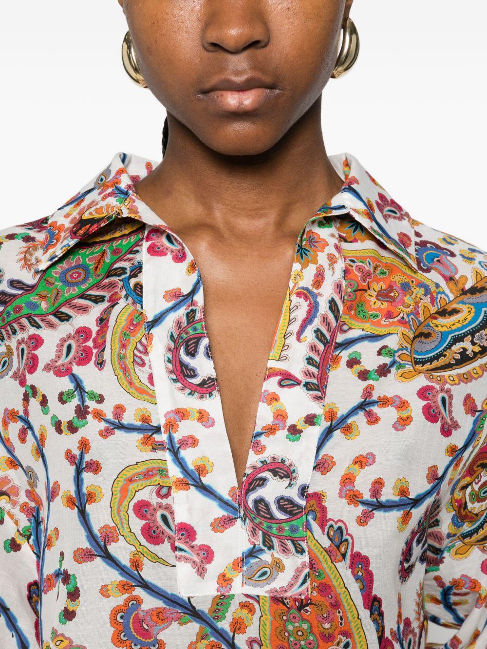 Paisley-Print V-Neck Beach Kimono Shirt WRPA0023 AKF16X0801 ETRO 
