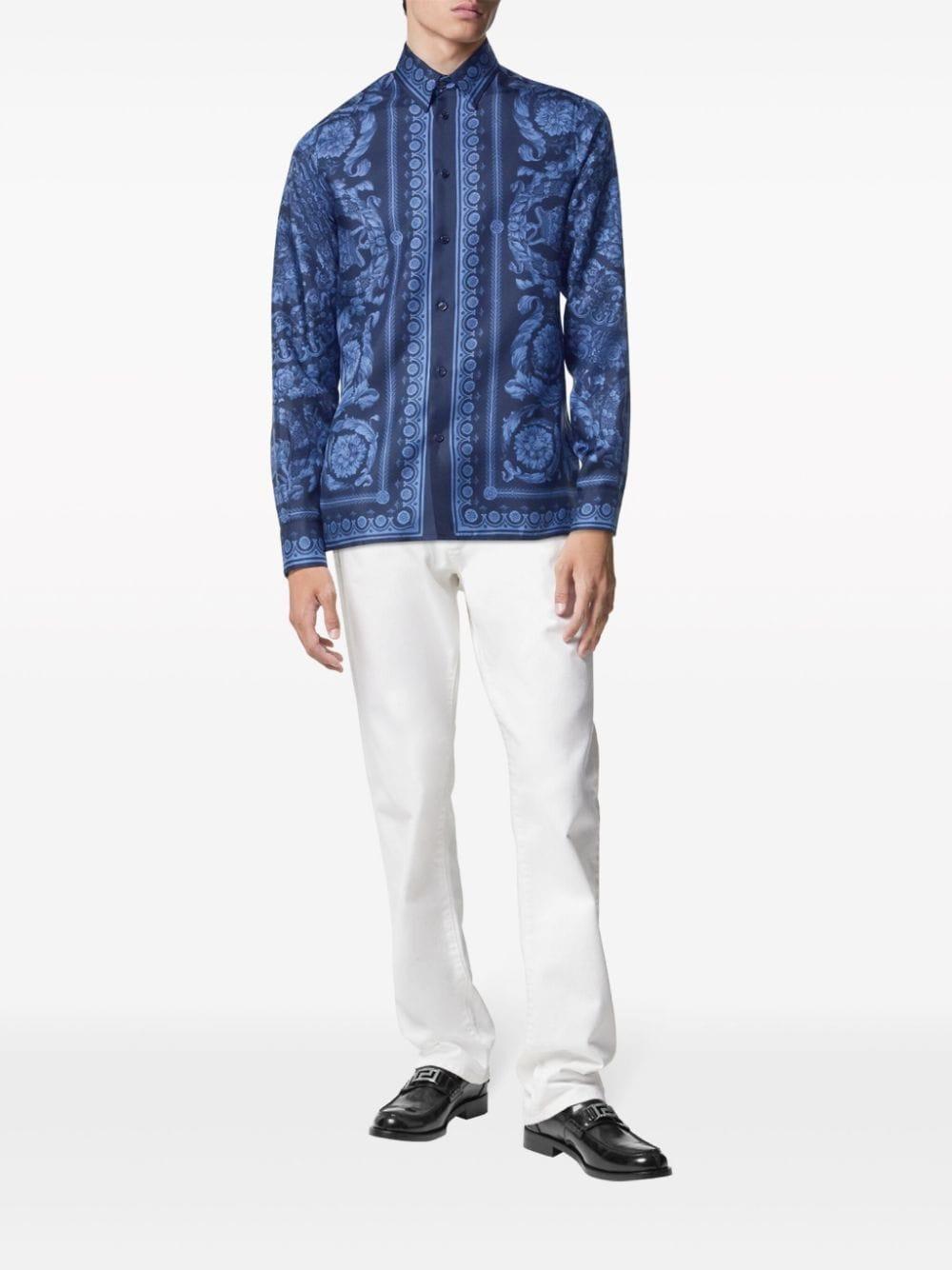 Barocco-print silk shirt<BR/><BR/><BR/> 1008573 1A097835U960 VERSACE 