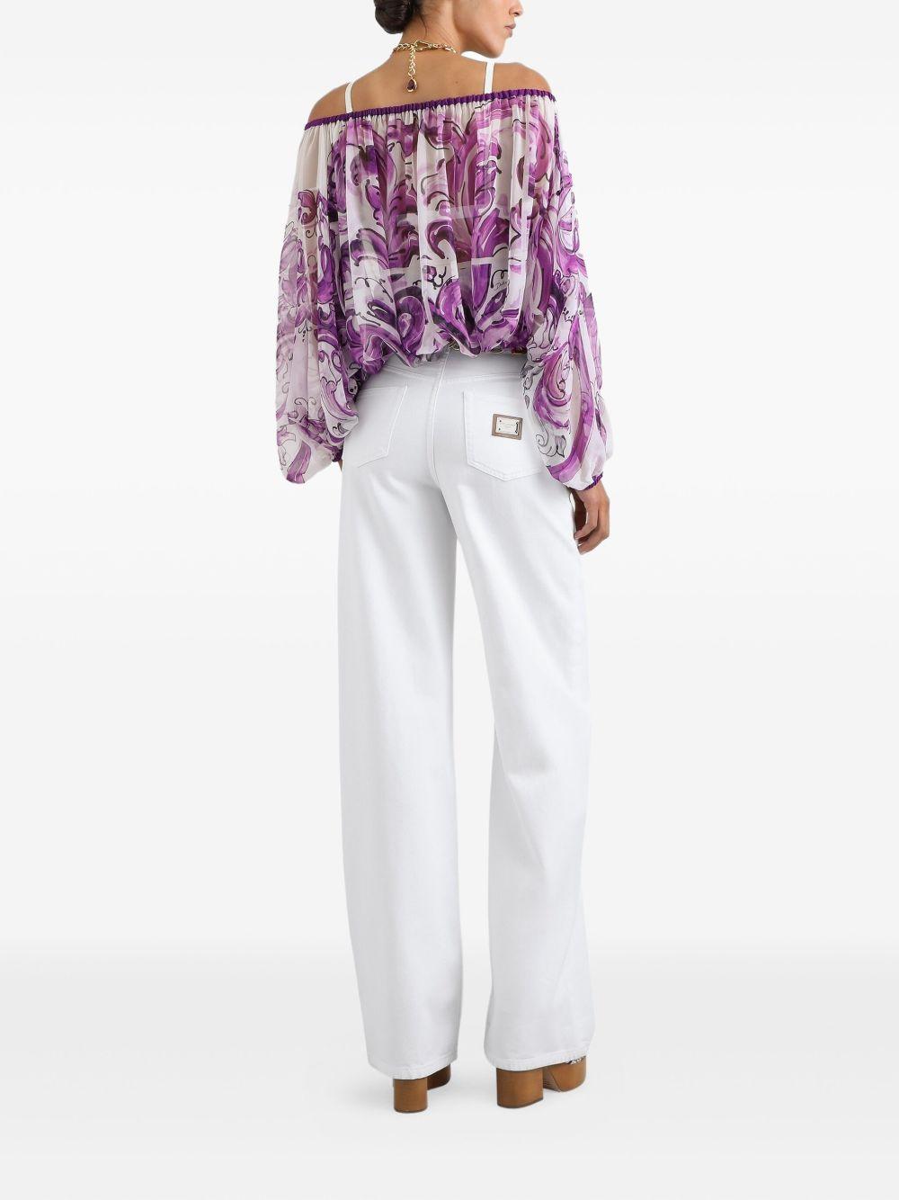 Majolica-print silk chiffon top F72G7T HI1T4HP5DQ DOLCE & GABBANA 