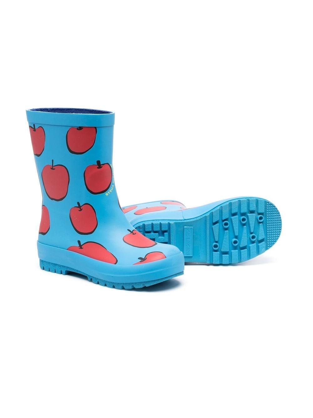 Apple-print rain boots 8R0E06 Z0234618 STELLA McCARTNEY KIDS 