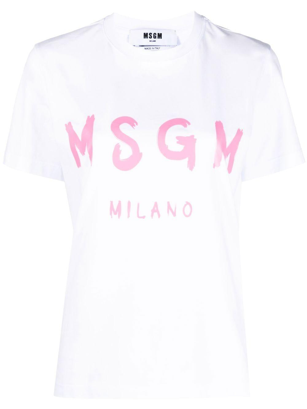 Graffiti logo-print T-shirt<BR/><BR/> 3441MDM510 23700201A MSGM 
