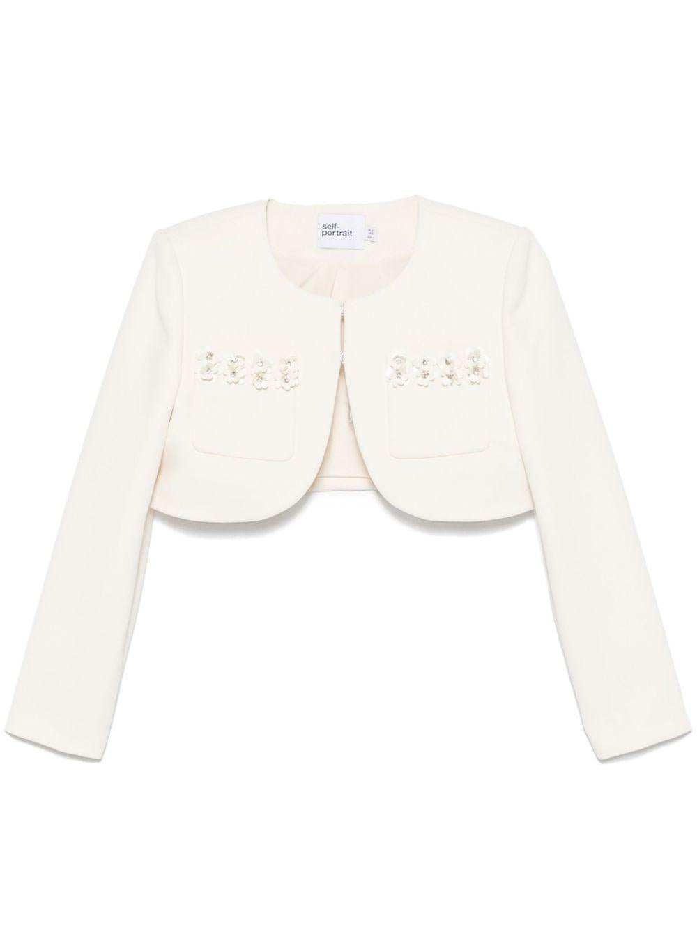 3D-sequin crepe jacket<BR/><BR/> 268J CREAM SELF-PORTRAIT 