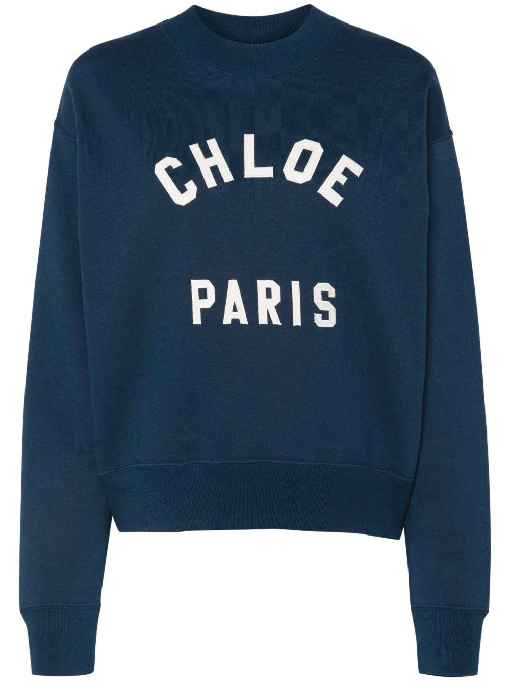 Mock-neck logo-patch sweatshirt CH24AJH12192 4C6 CHLOÉ 
