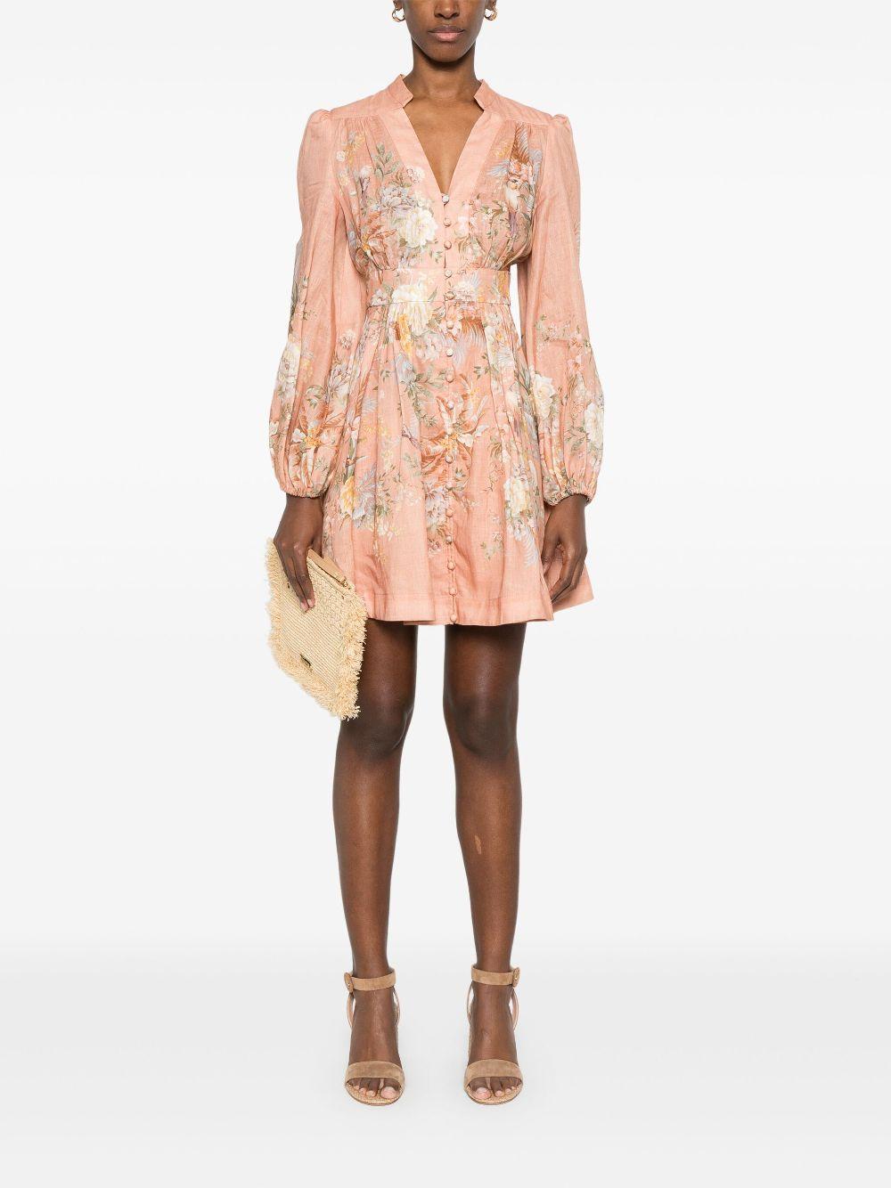 Tallow Plunge mini dress<BR/><BR/><BR/> 0932DRS253 PKMF ZIMMERMANN 
