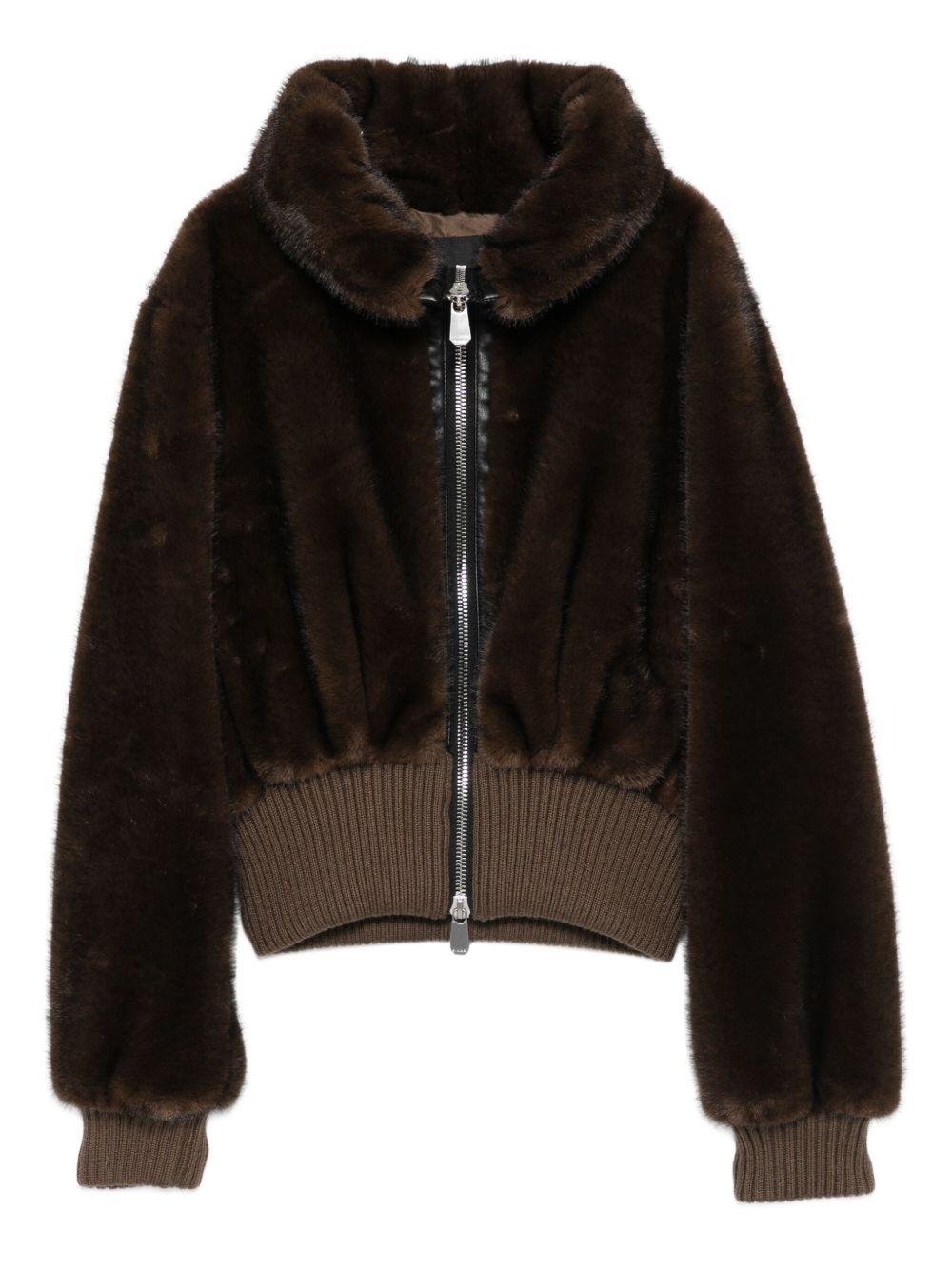 Faux fur bomber jacket 105399 A2PID49 PINKO 