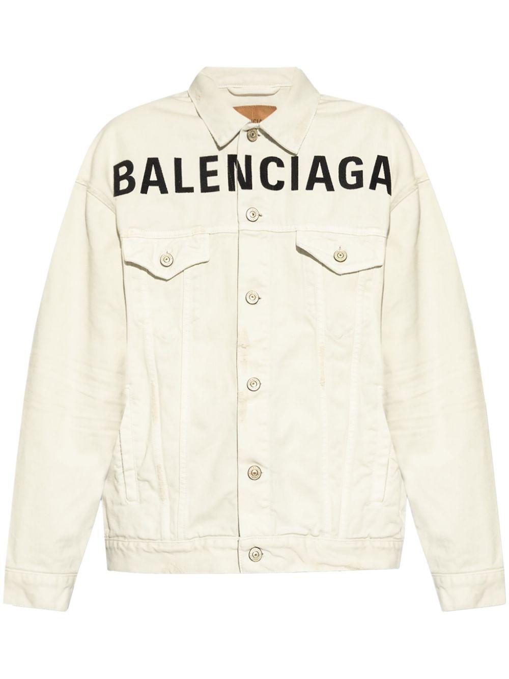Logo-print denim jacket<BR/><BR/><BR/> 823408 TRWA39000 BALENCIAGA 