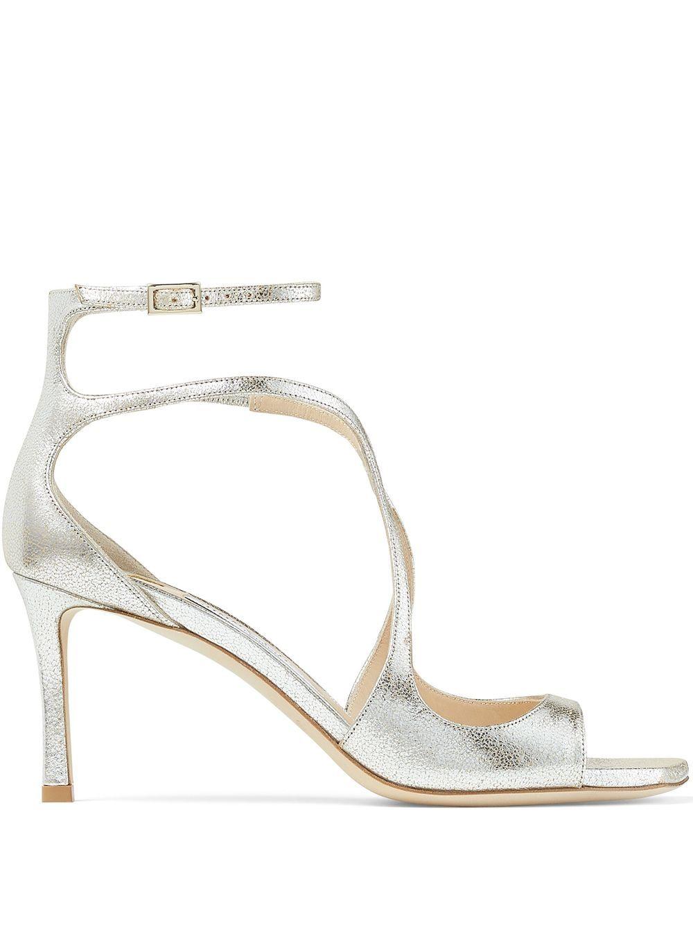 Azia 75 Glitter Leather Sandals AZIA75GLE CHAMPAGNE JIMMY CHOO 