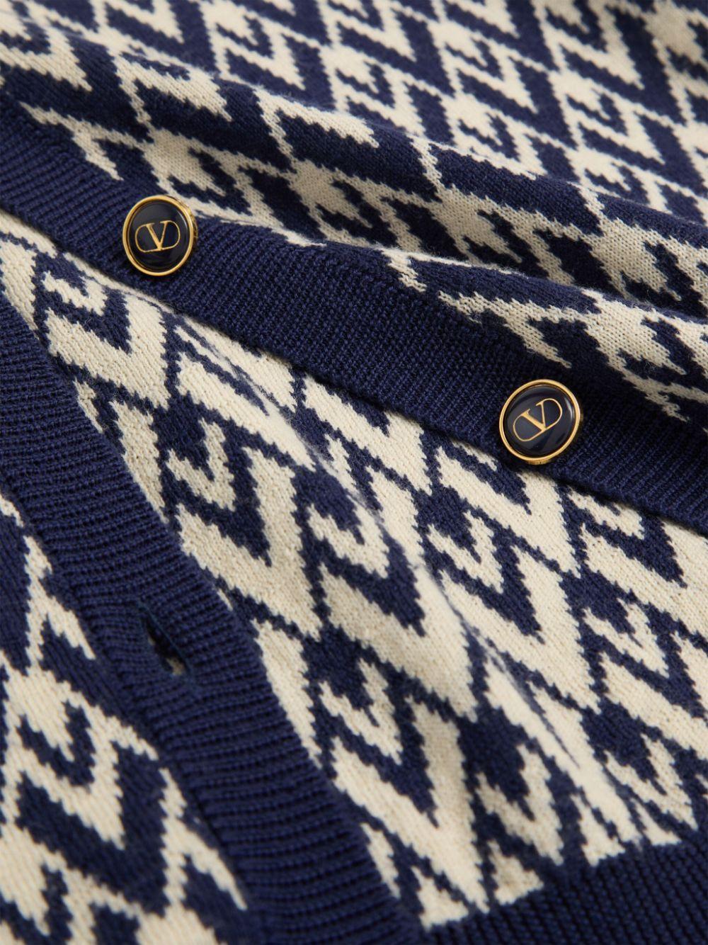 Cream/navy jaquard cardigan 6B3KA09X92M R0H VALENTINO GARAVANI 