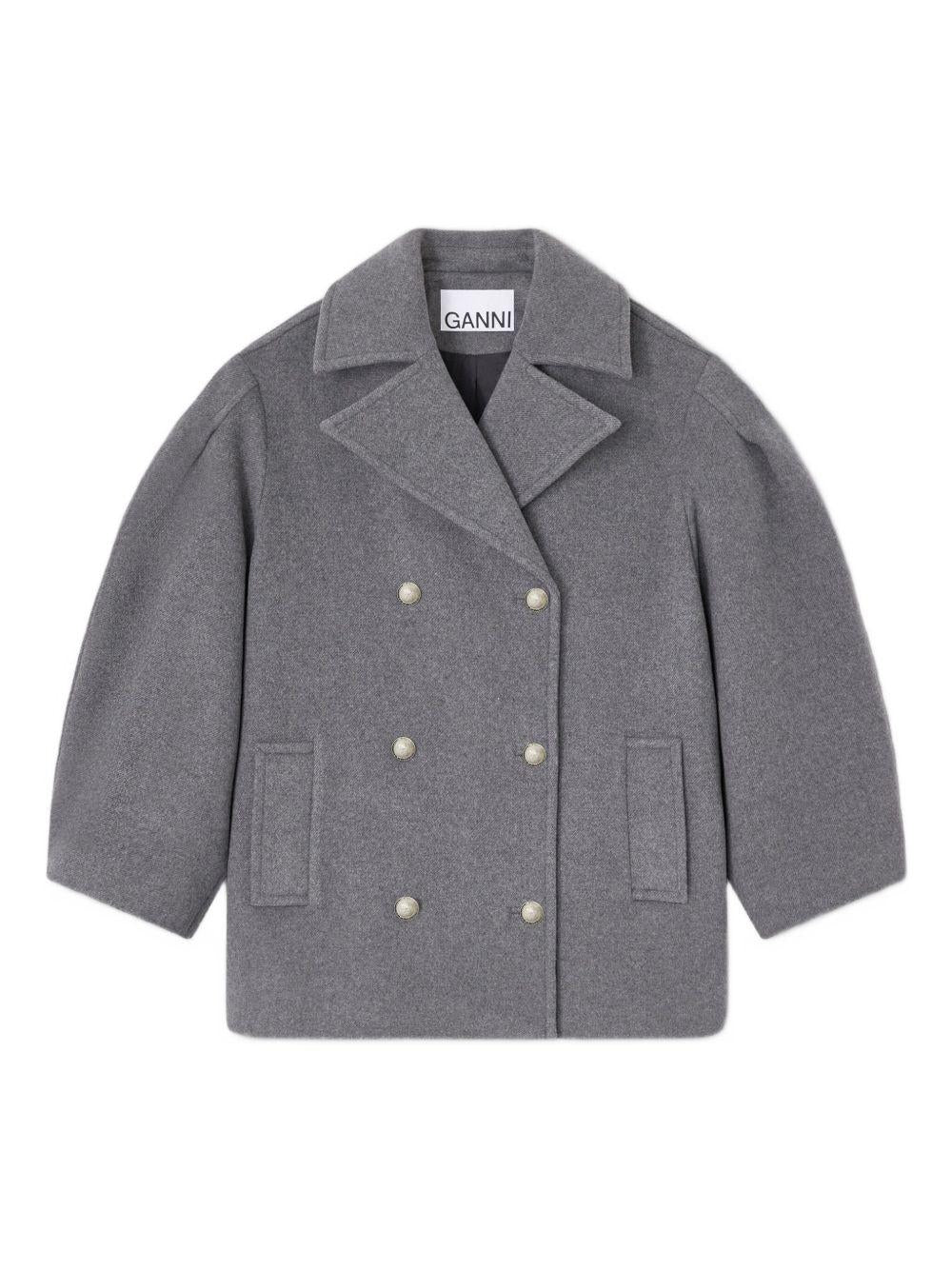 Wool Oversized Midi Peacoat W0930 205 GANNI 