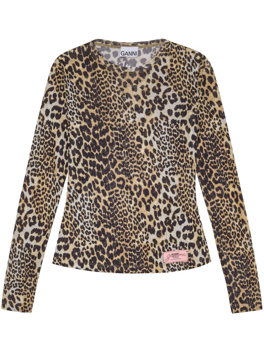 Leopard-print top<BR/><BR/><BR/> T4208 943 GANNI 