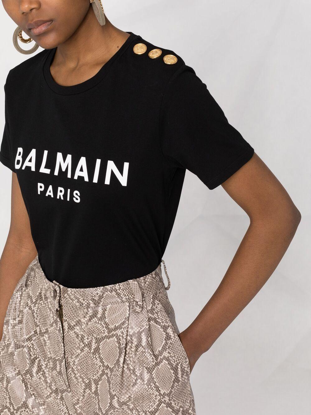 Logo-print cotton T-shirt<BR/><BR/><BR/> BF1EF005BB02 EAB BALMAIN 