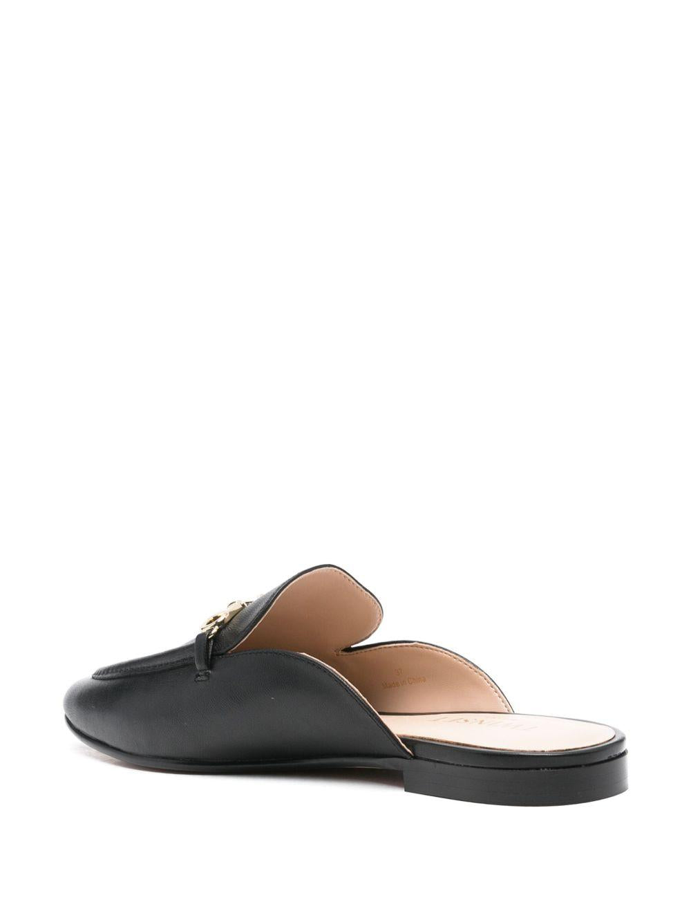Black Mules with Logo Plaque<BR/><BR/> 251TCP136 00006 TWINSET 