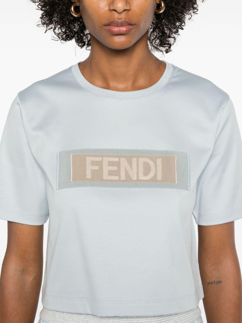 Ribbon-logo T-shirt<BR/><BR/><BR/> FS9704 AT27F1QYH FENDI 