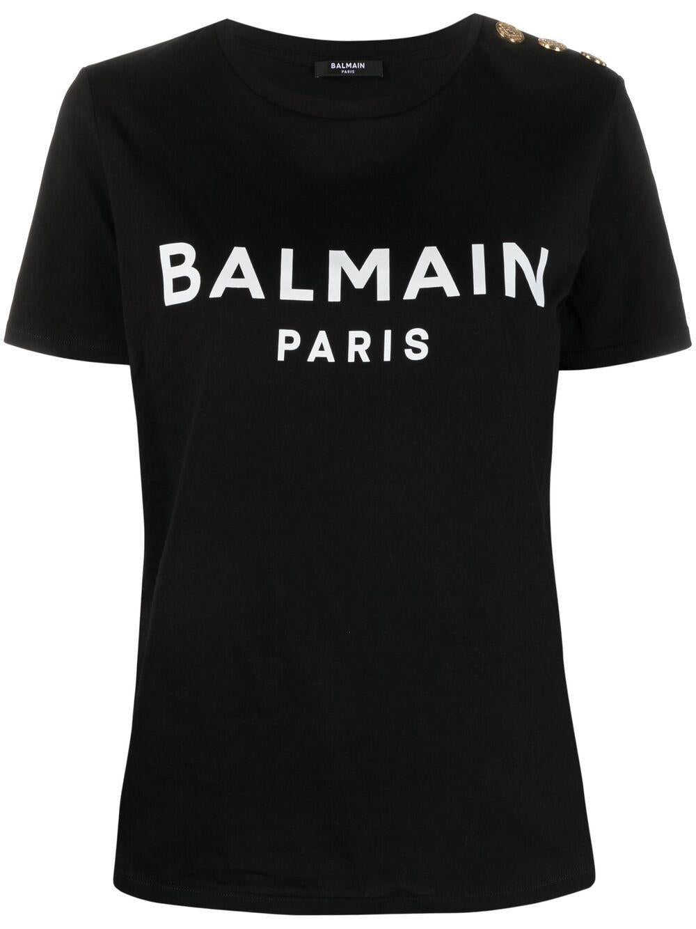 Logo-print cotton T-shirt<BR/><BR/><BR/> BF1EF005BB02 EAB BALMAIN 