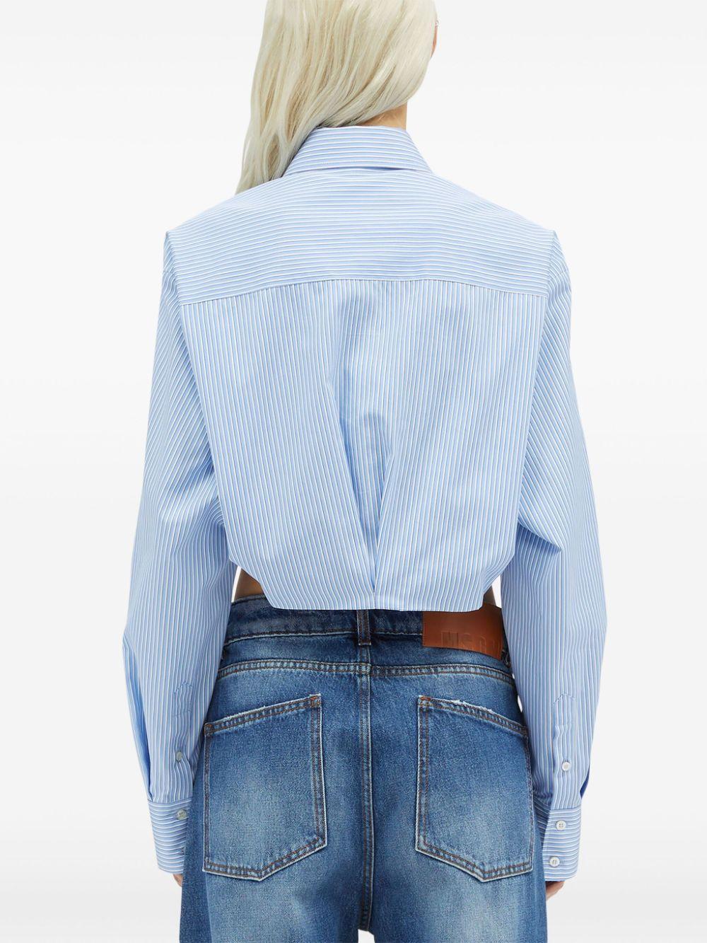 Logo-embroidered striped cropped shirt<BR/><BR/><BR/> 3741MDE05X 24761584 MSGM 