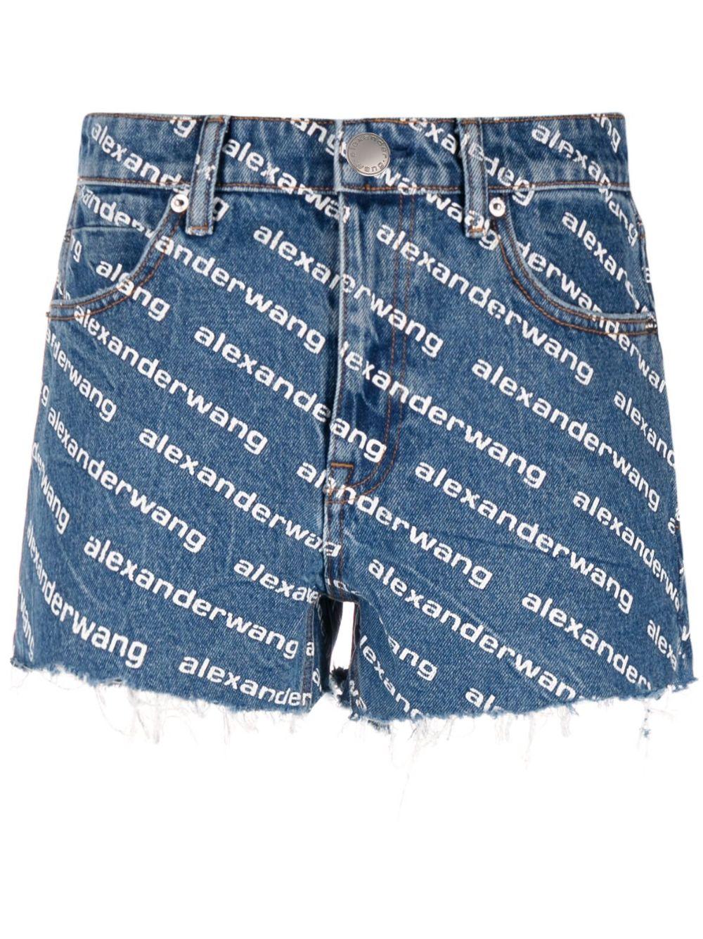 Logo-print denim shorts<BR/><BR/><BR/> 4DC1214897 460 ALEXANDER WANG 