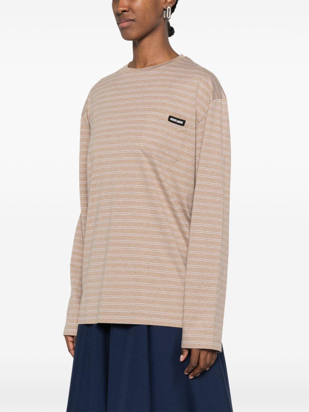 Striped T-shirt<BR/><BR/> MJL014 14RTF0I80 MIU MIU 