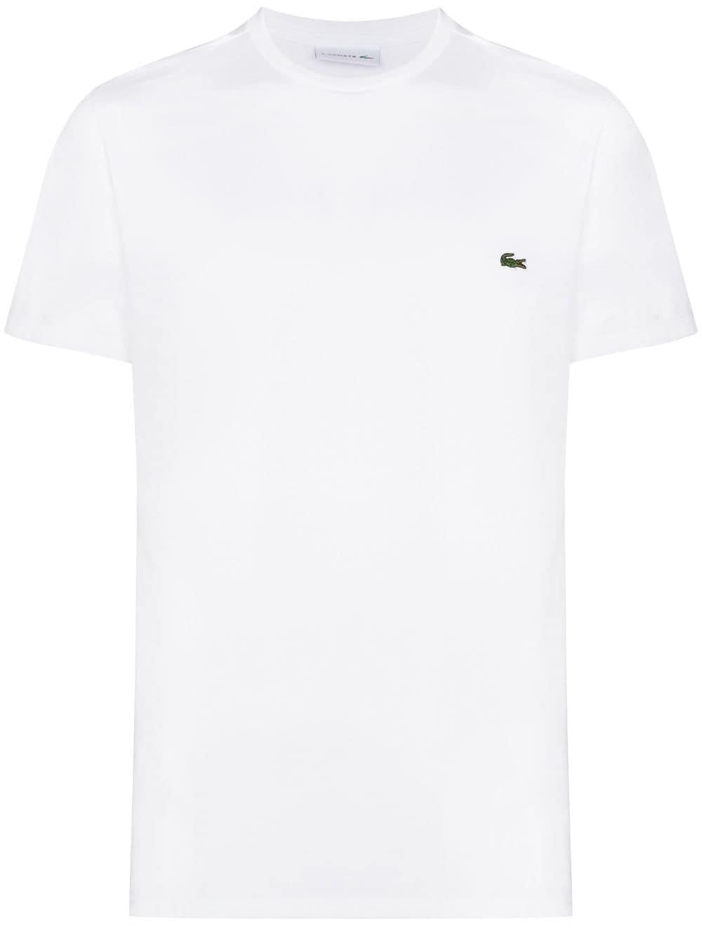 White Pima cotton logo-embroidered crew-neck T-shirt TH6709 001 LACOSTE 