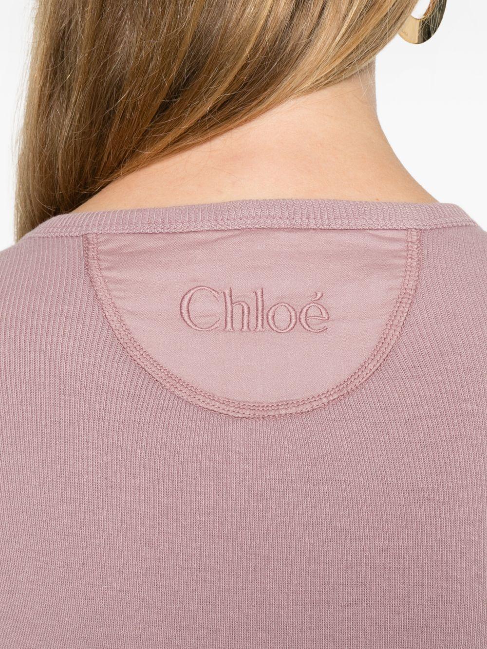 Fitted cotton jersey Henley shirt CH26SJH30185 50C CHLOÉ 