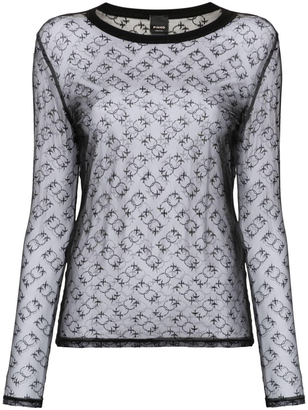 Monogram sheer T-shirt<BR/><BR/><BR/> 103711 A21JZ99 PINKO 