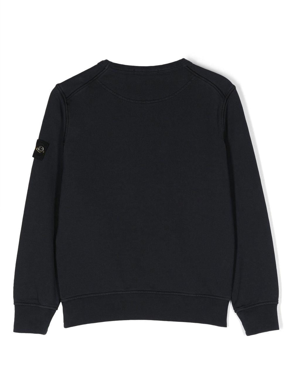 Navy blue Logo-patch crew-neck sweatshirt 7816613 40V0020 STONE ISLAND KIDS 