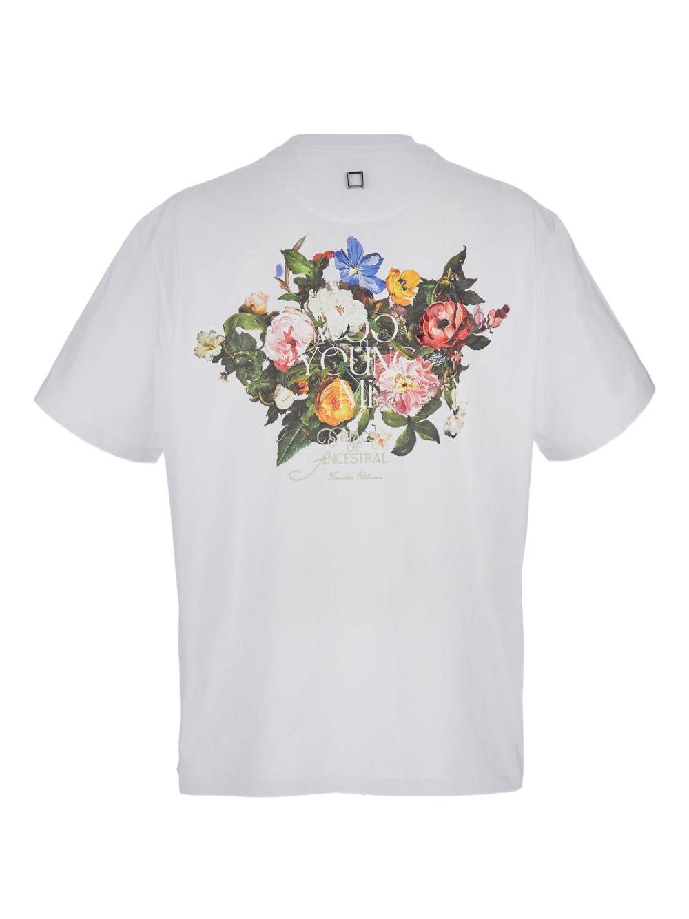T-shirt with floral print on the back<BR/> W253TS06 701W WOOYOUNGMI 