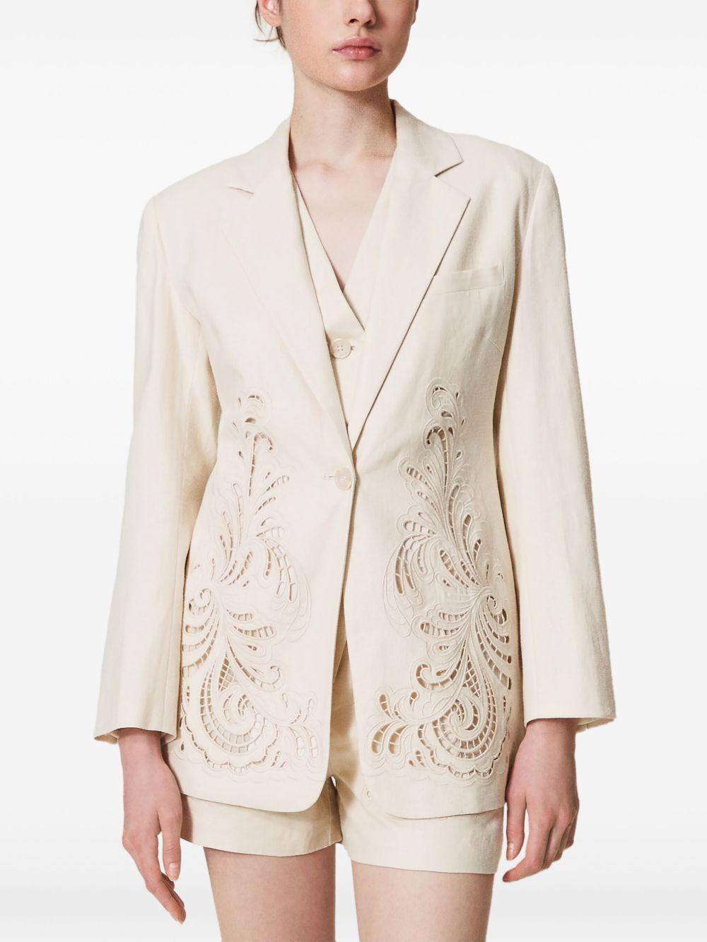 Linen blend jacket with embroidery 251TP2160 00059 TWINSET 