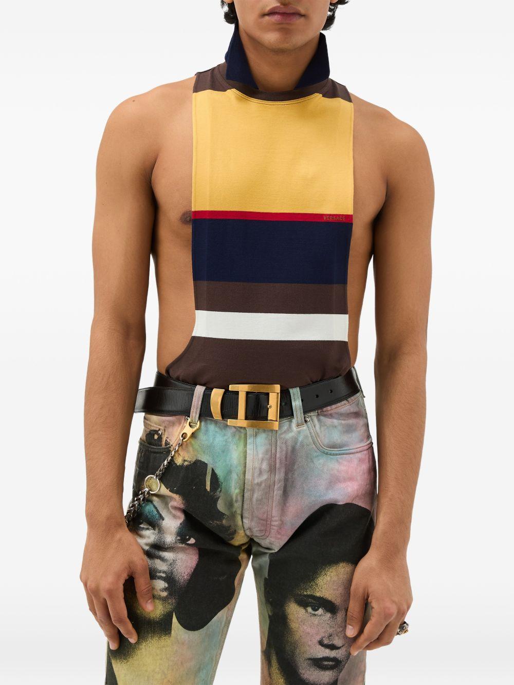 Striped Cotton-Jersey Tank Top 1024577 1A178906Y520 VERSACE 